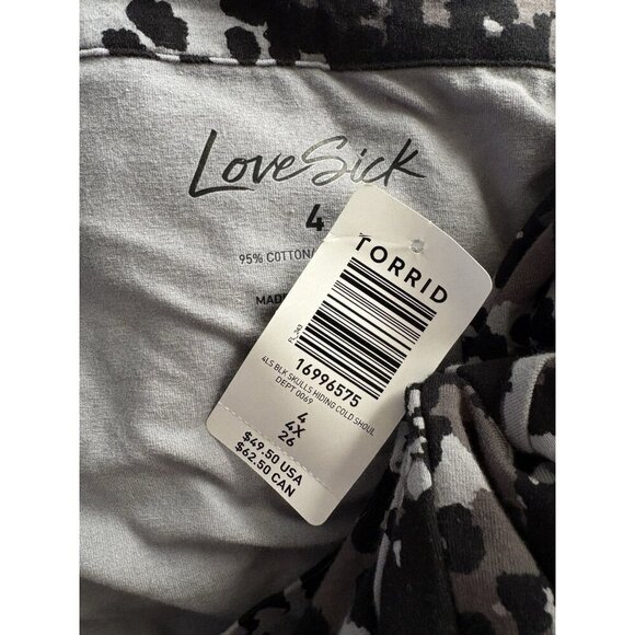 Lovesick +4 Black Camouflage/Hidden Skull Print Keyhole Neck Long Sleeve T-Shirt - Picture 6 of 6